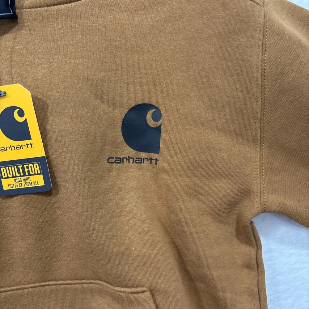 carhartt pullover sweatshirt, Youth Small, Brown With Graphic Logo